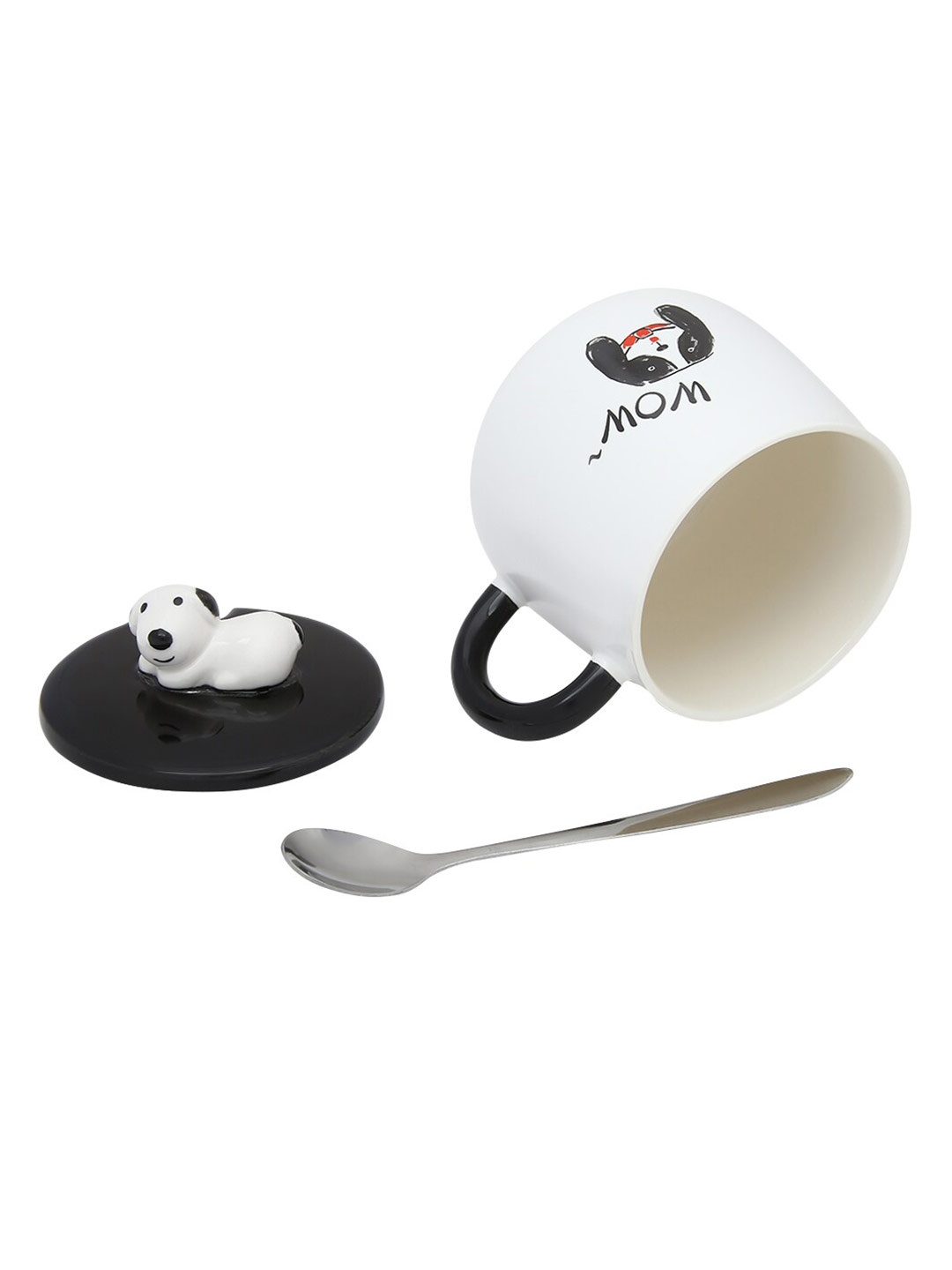 

BonZeaL White & Black Hand Painted Printed Ceramic Matte Cups