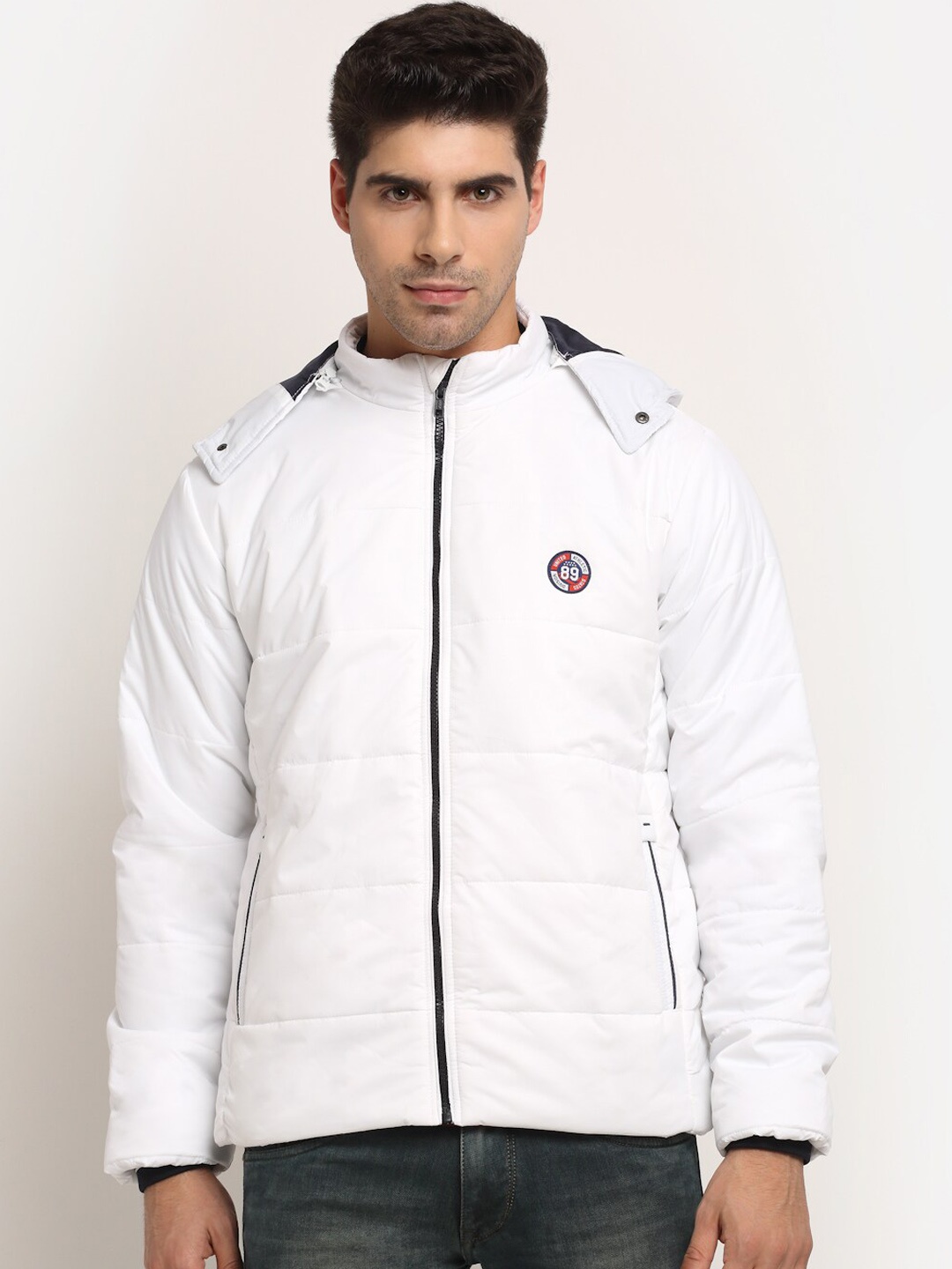 

Cantabil Men White Colourblocked Padded Jacket