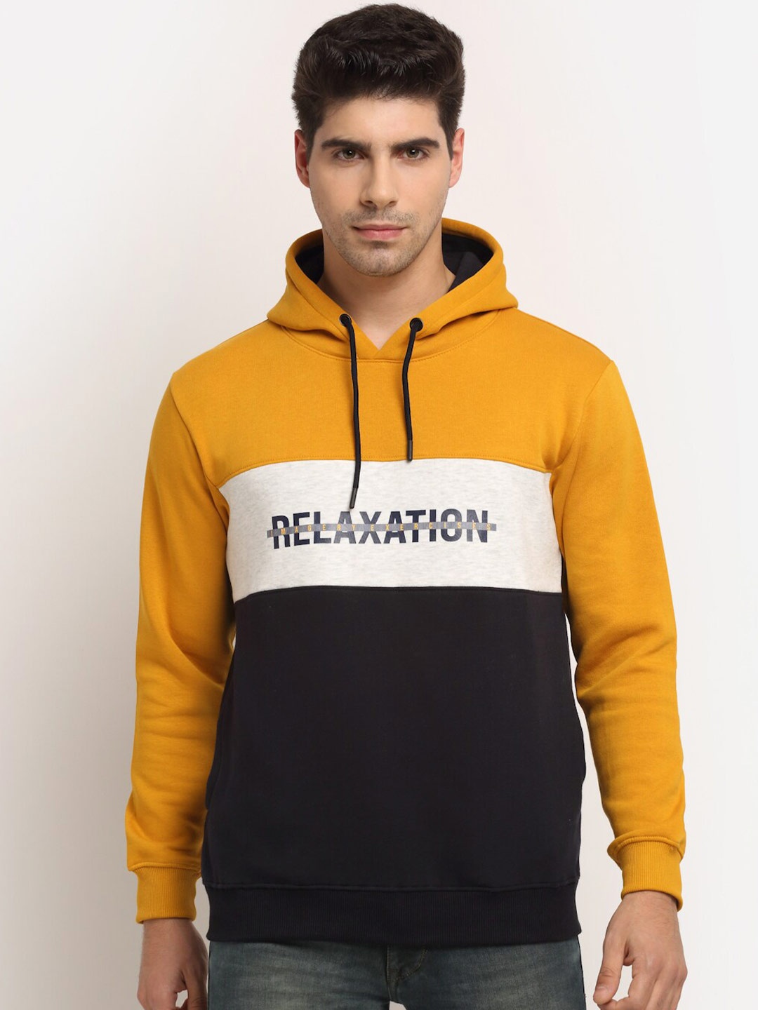 

Cantabil Men Mustard Printed Sweatshirt, Yellow