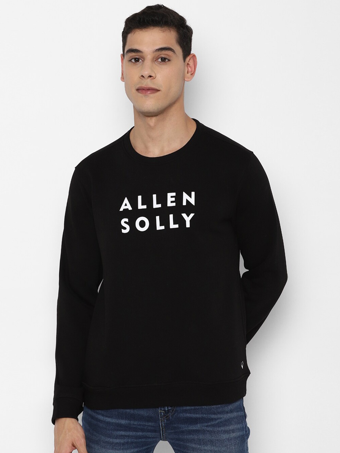 

Allen Solly Men Black Brand Logo Printed Cotton Sweatshirt