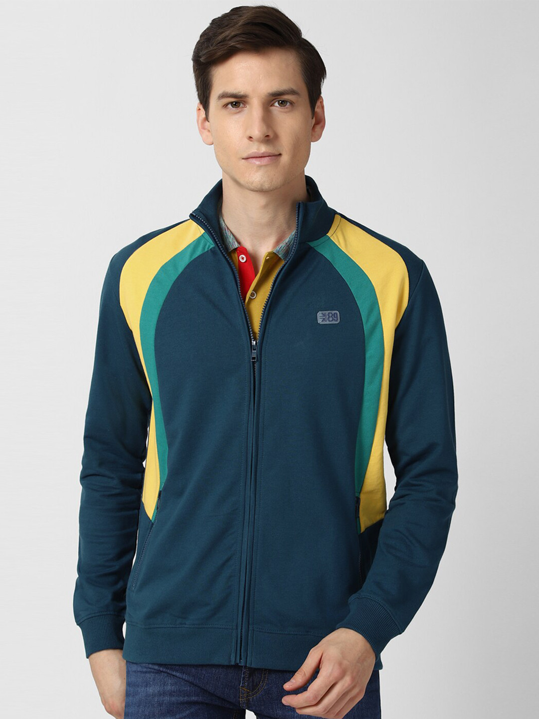

Peter England Casuals Men Teal & Yellow Sweatshirt