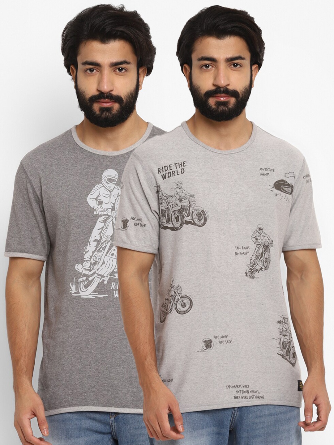 

Royal Enfield Men Grey Printed Applique T-shirt