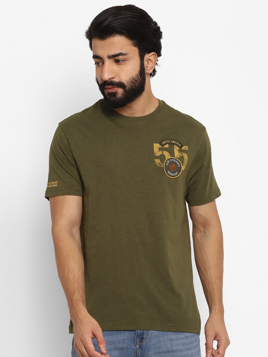 

Royal Enfield Men Green Typography T-shirt