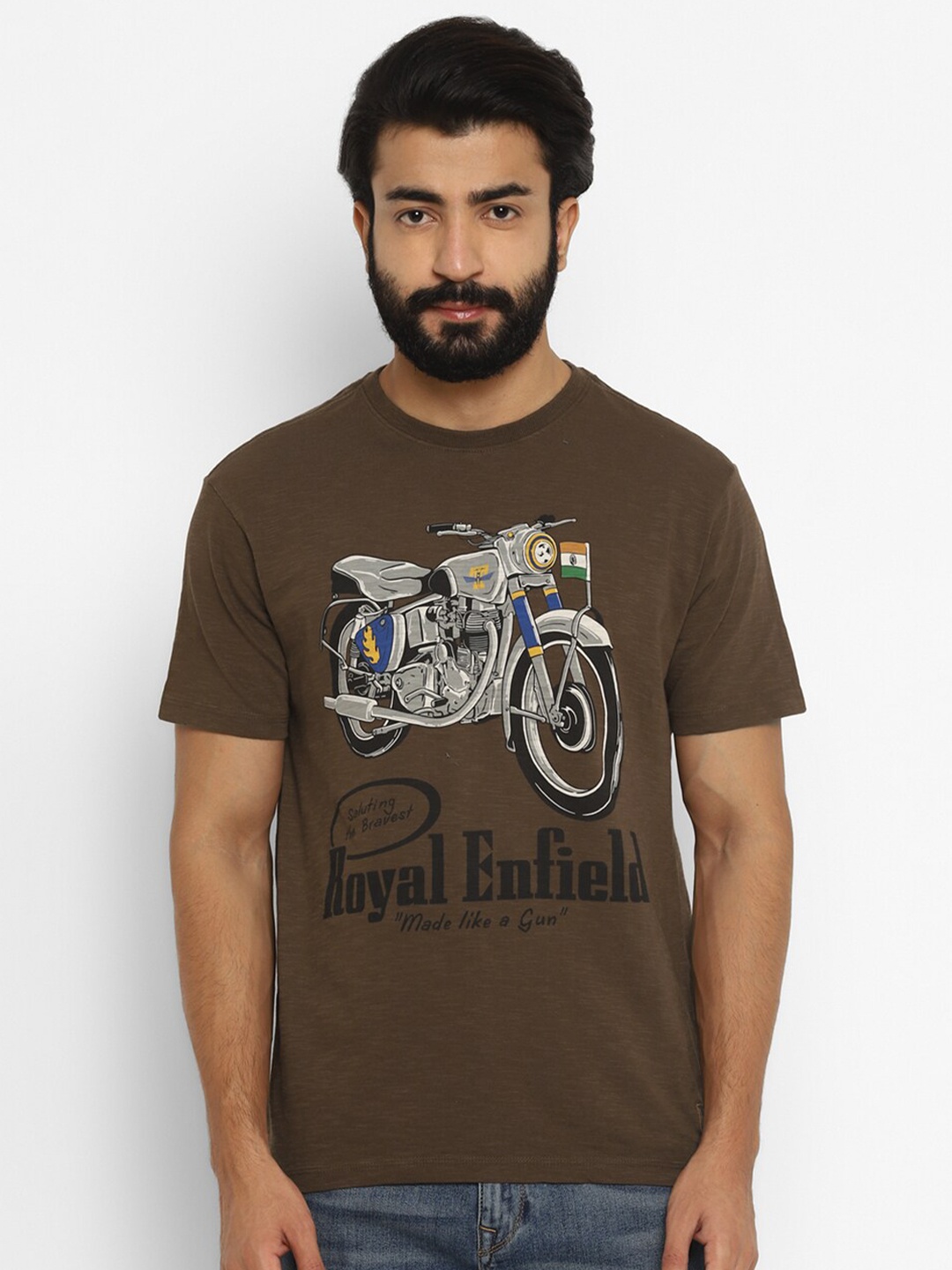 

Royal Enfield Men Brown Biker Printed T-shirt