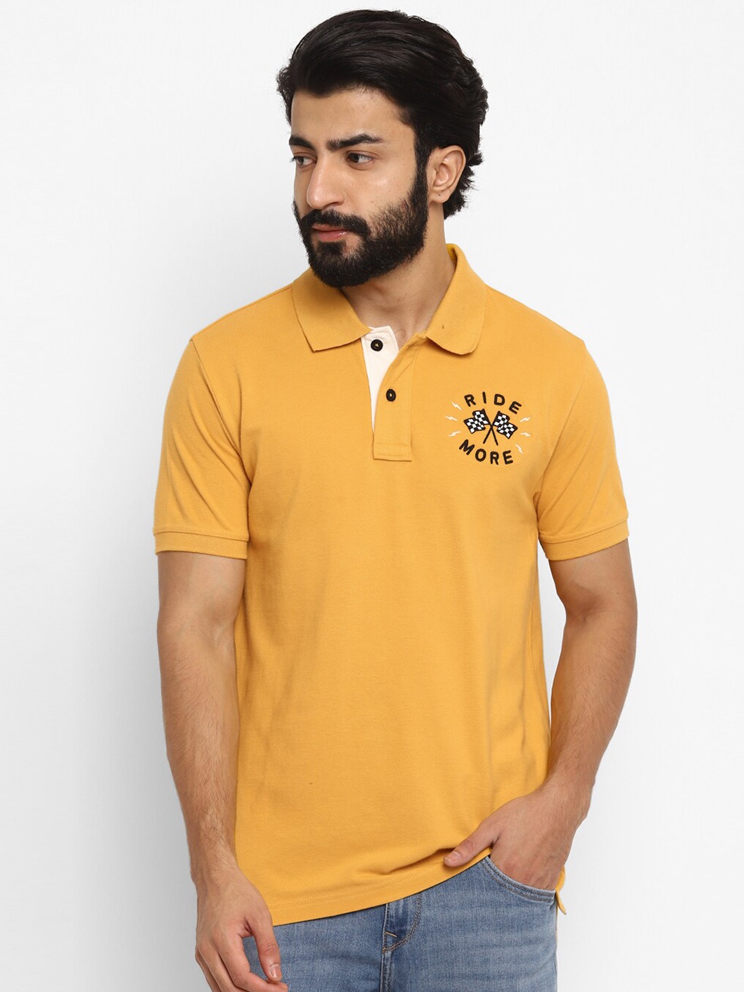 

Royal Enfield Men Yellow Polo Collar T-shirt