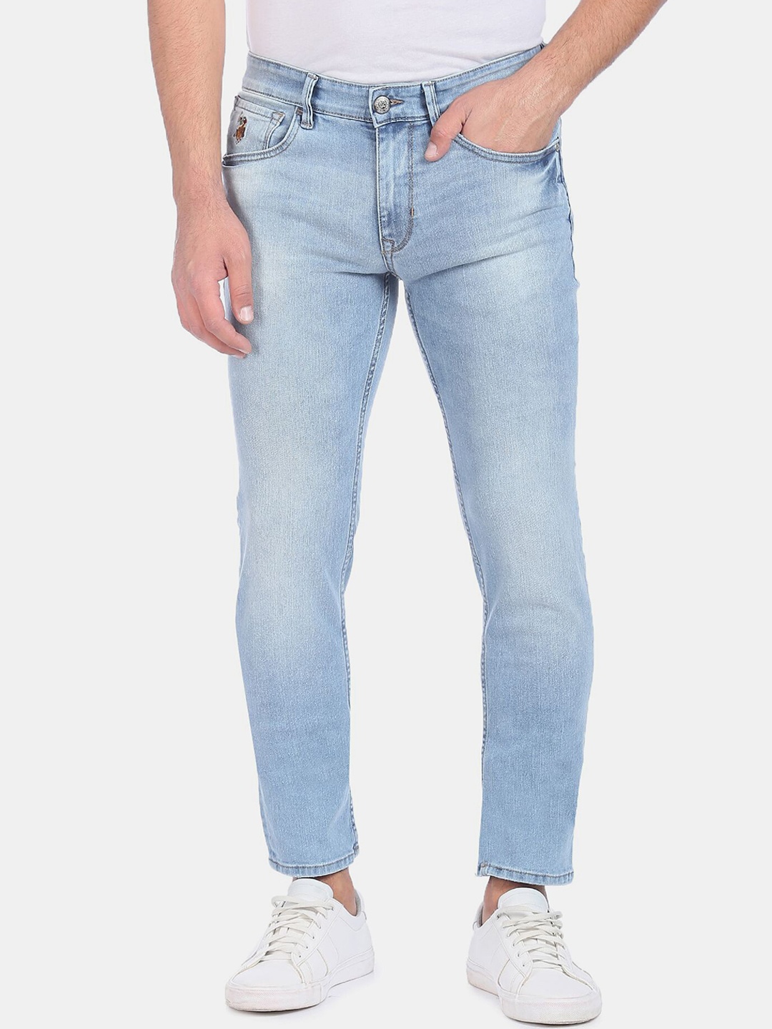 

U.S. Polo Assn. Denim Co. Men Blue Slim Fit Mildly Distressed Heavy Fade Jeans