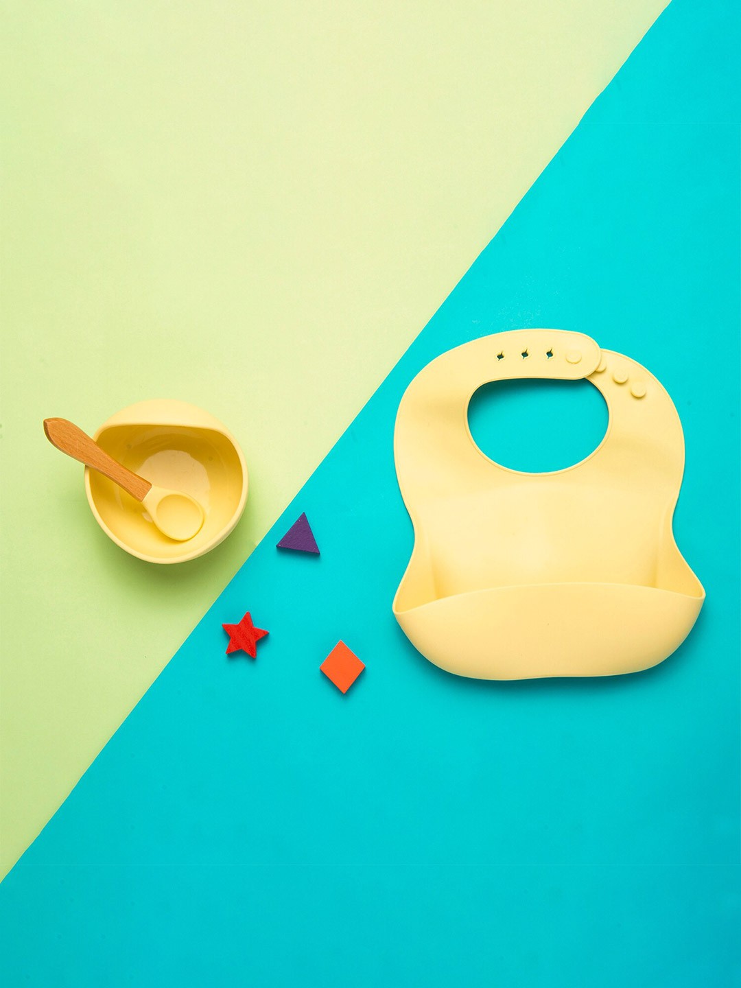 

Baby Moo Kids Yellow Solid Waterproof Silicon Bib And Bowl Set