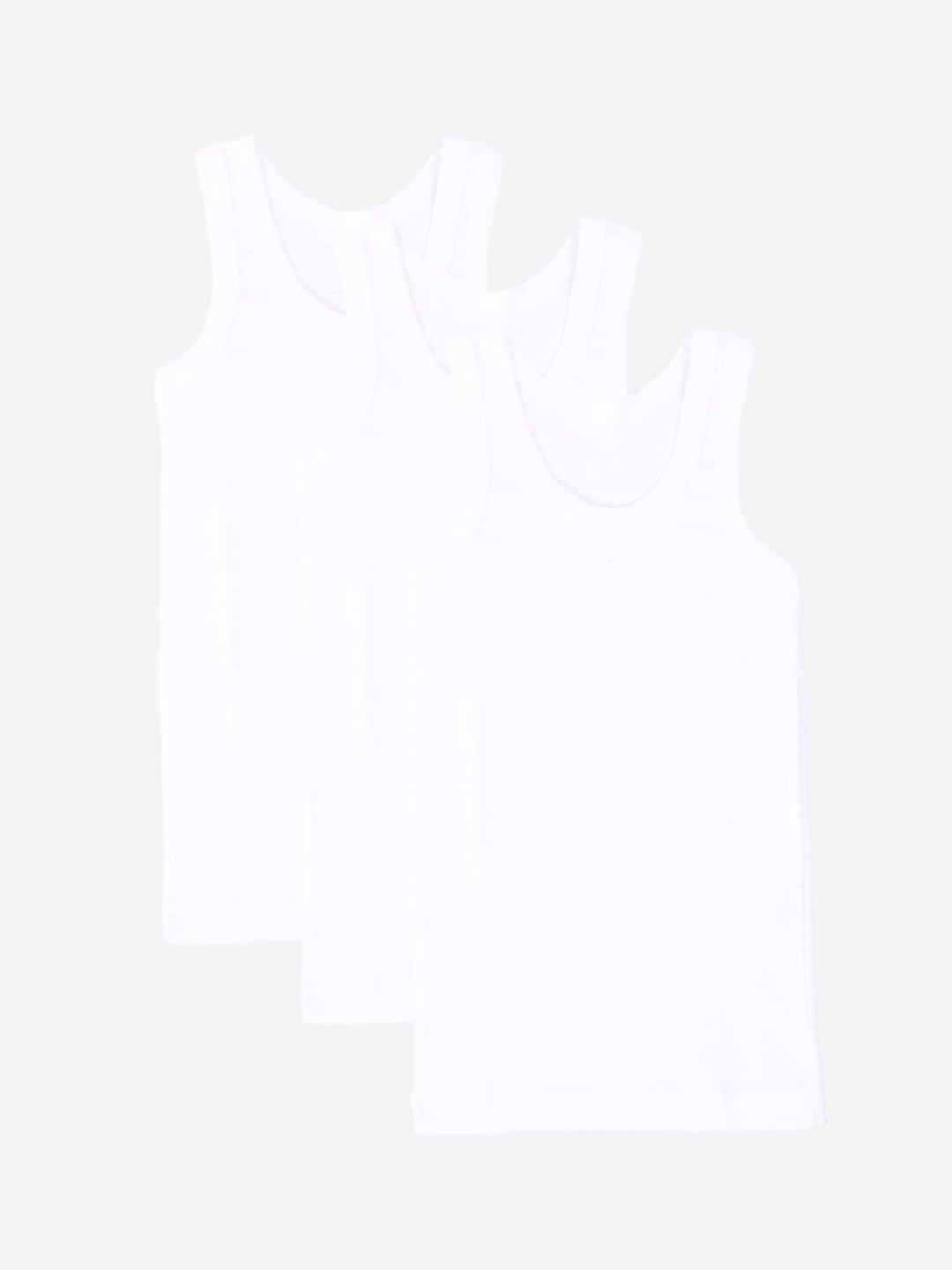 

YK Boy's Pack of 3 White Solid Cotton Innerwear Vests