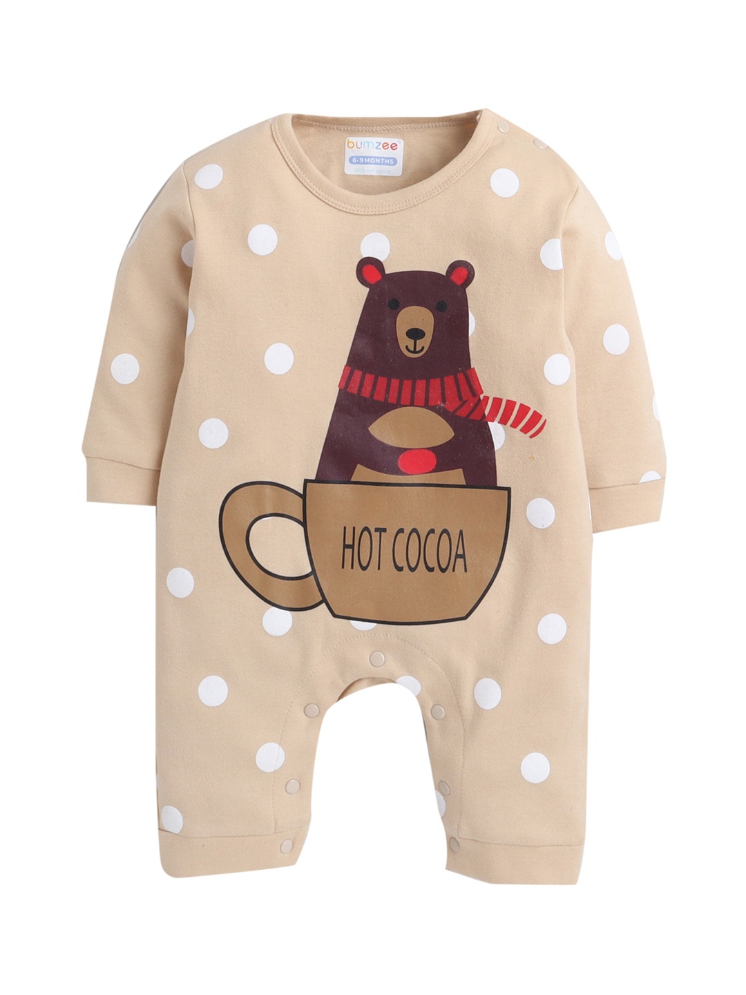 

BUMZEE Boys Beige Bear Print Fancy Sleepsuit