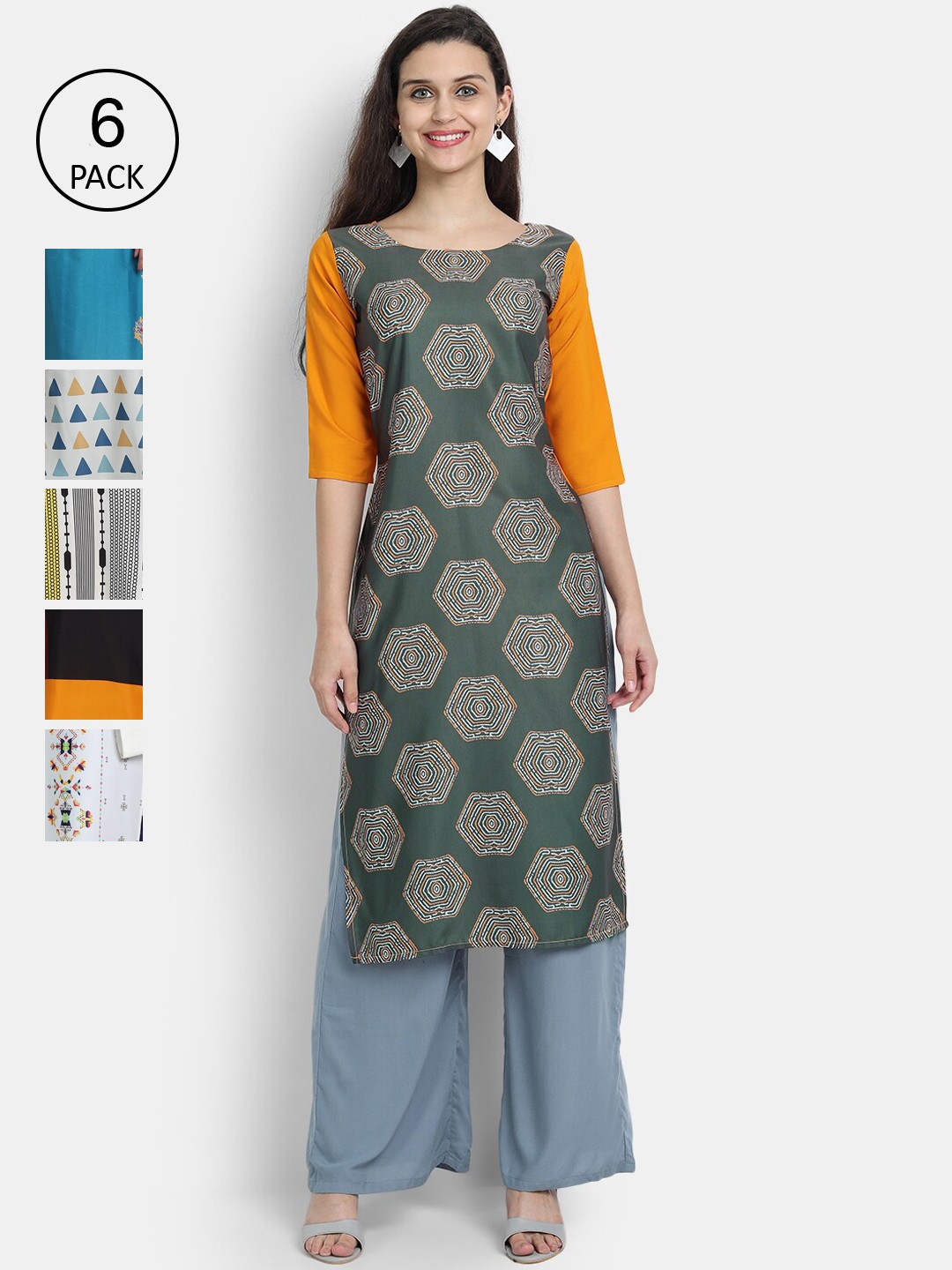 

7Threads Women Multicoloured Striped Mirror Work Crepe Kurta, Multi