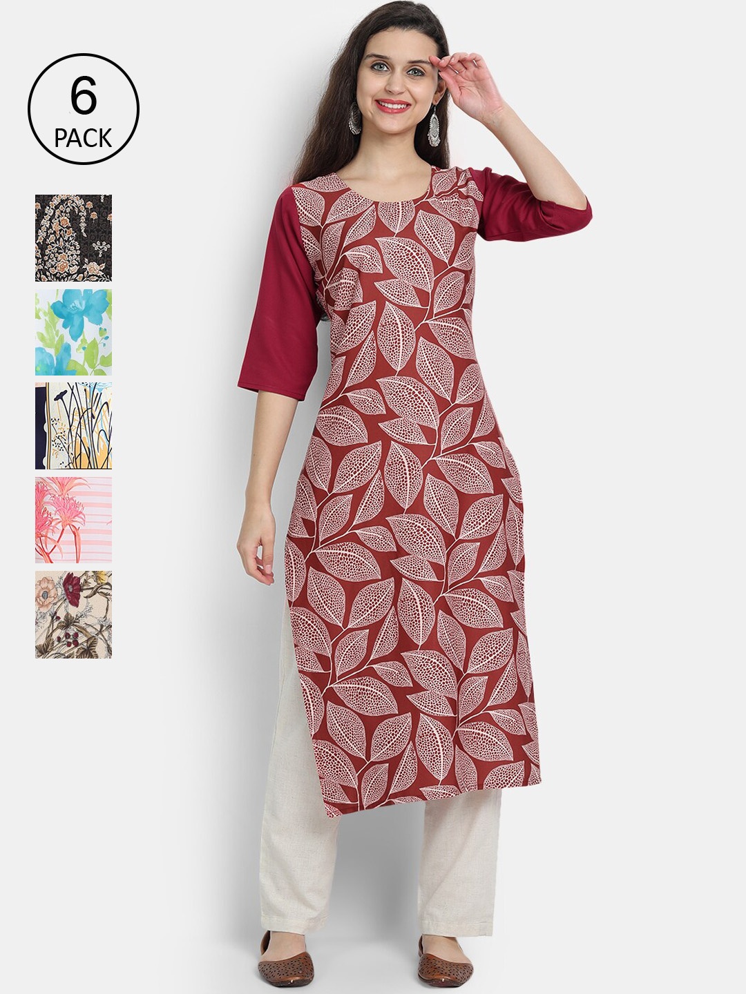 

7Threads Women Multicoloured & bossa nova Printed Flared Sleeves Mirror Work Crepe Kurta, Multi
