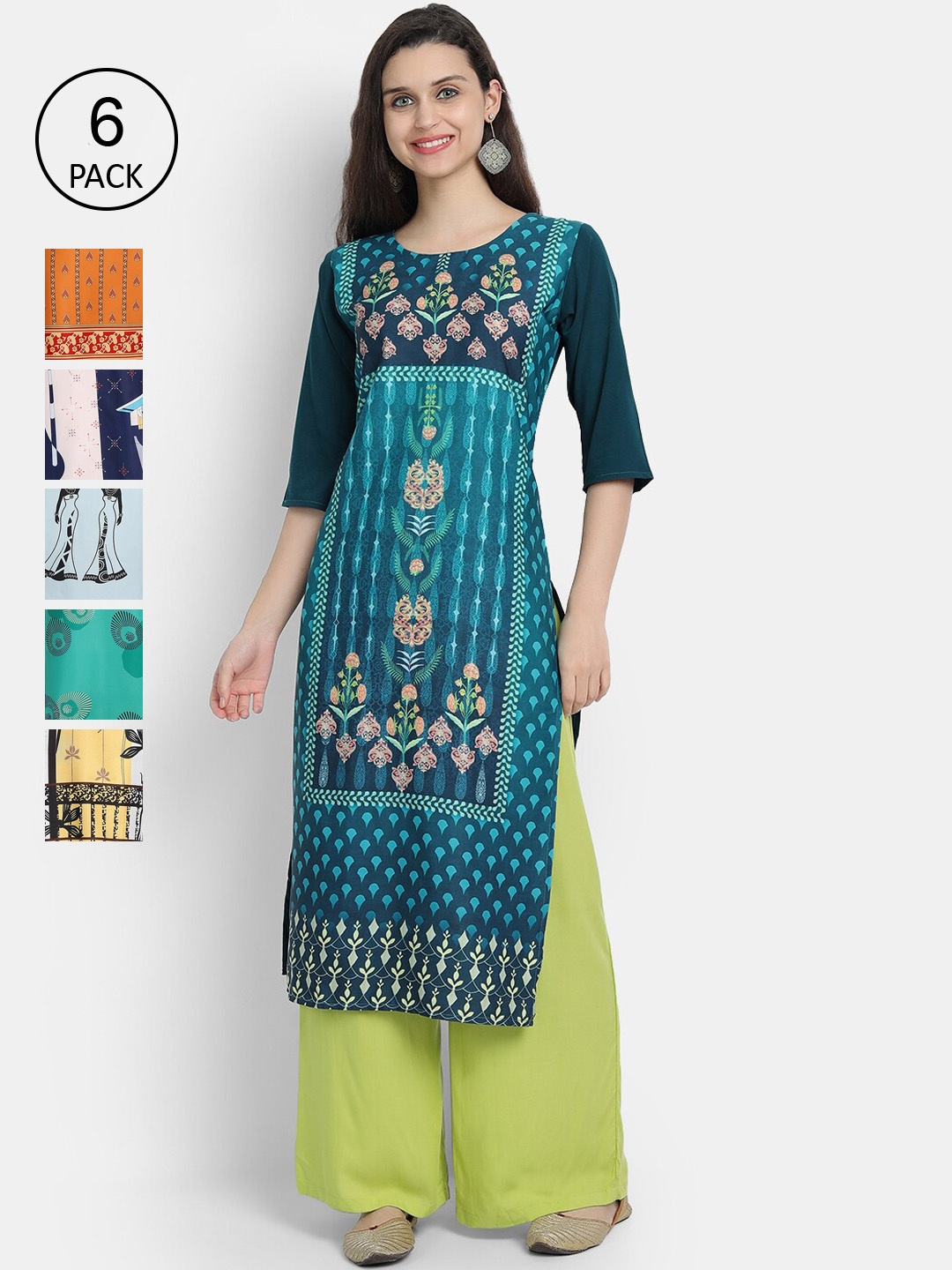 

7Threads Women Multicoloured Ethnic Motifs Printed Crepe Kurta, Multi