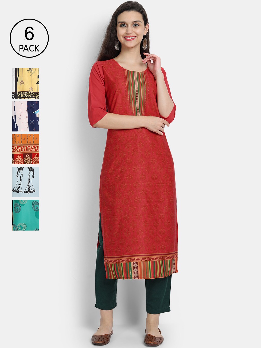 

7Threads Women Multicoloured Thread Work Crepe Kurta, Multi