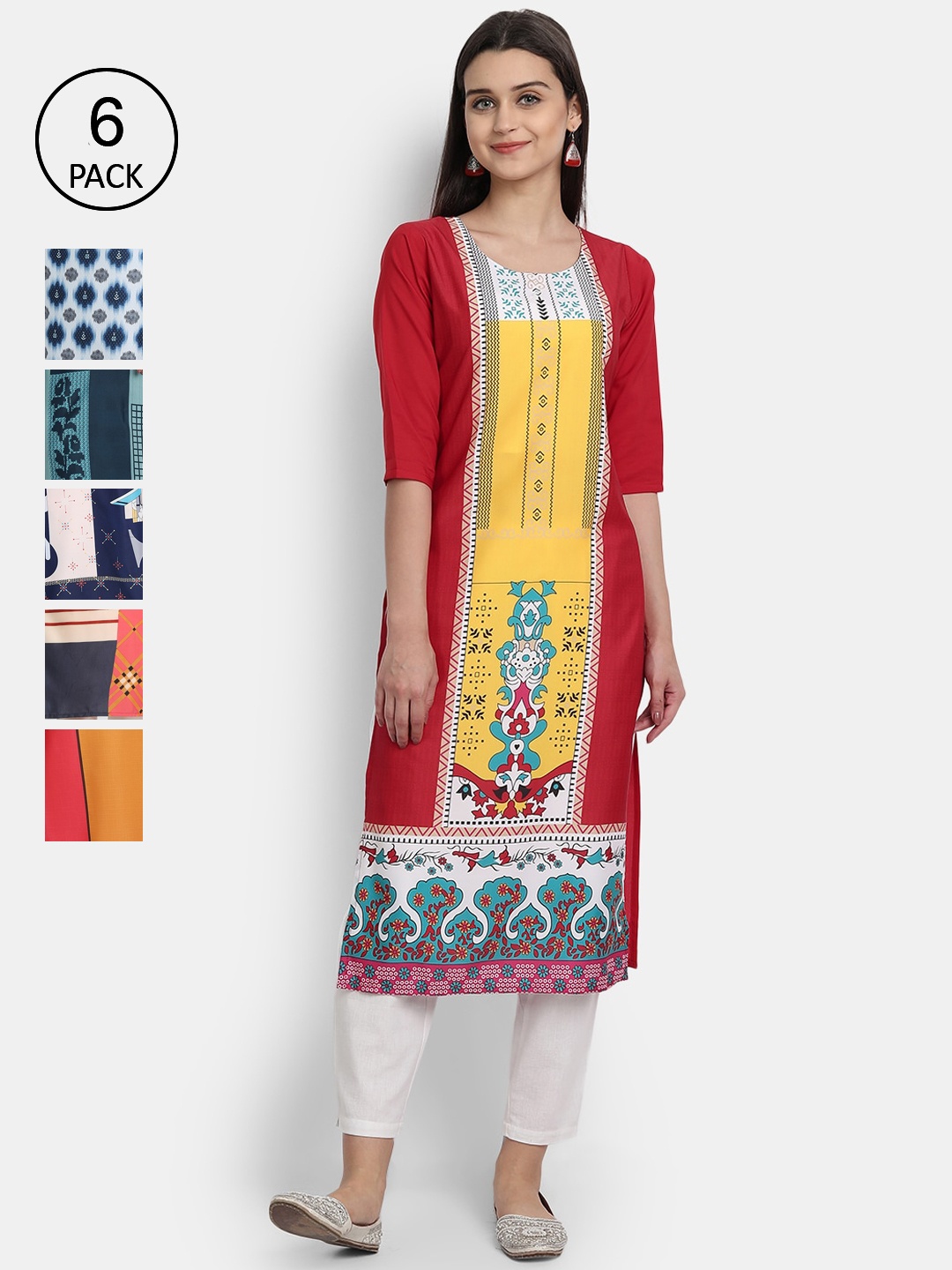 

7Threads Women Multicoloured Ethnic Motifs Printed Crepe Kurta, Multi