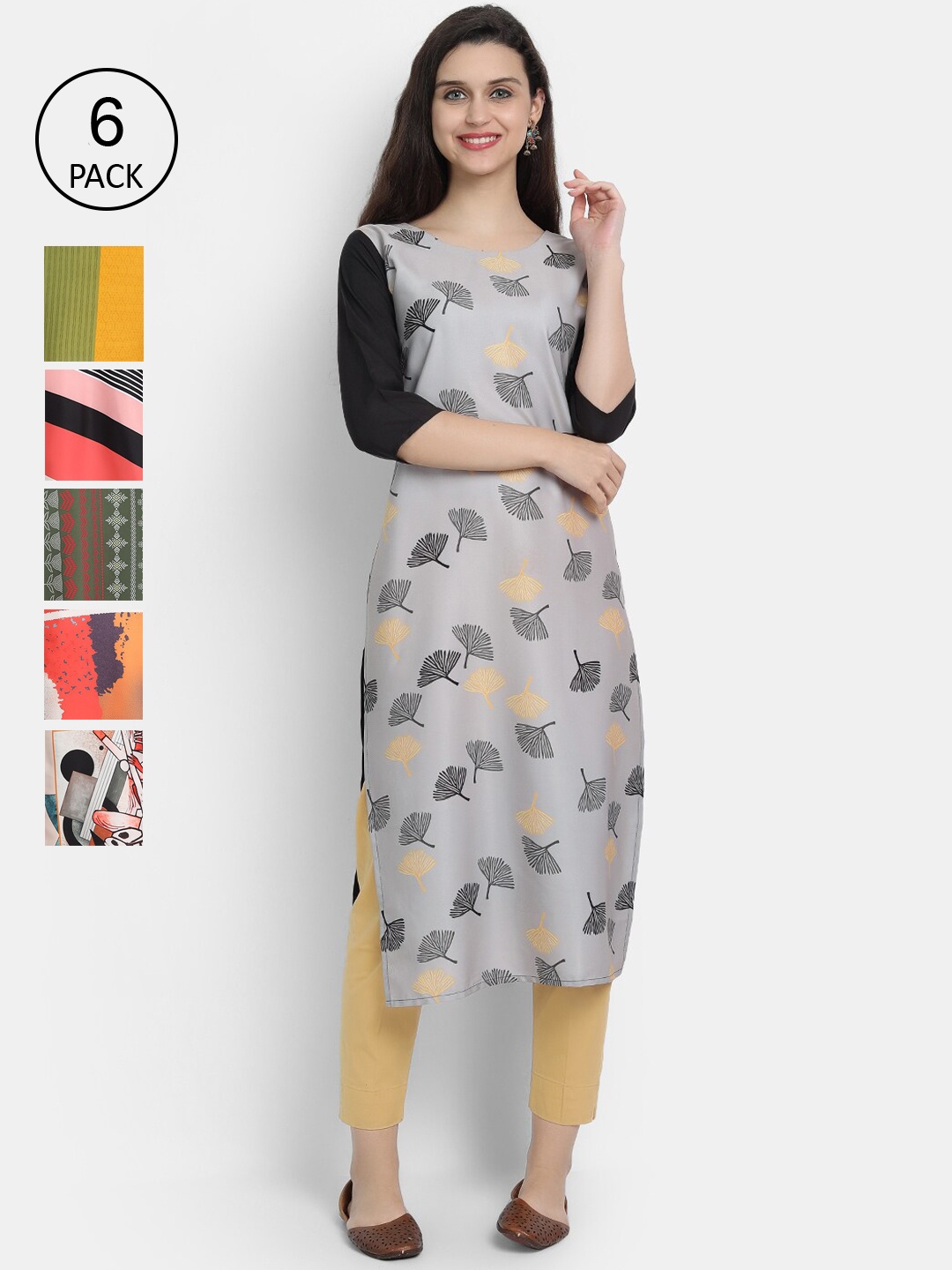 

7Threads Women Multicoloured Colourblocked Thread Work Crepe Kurta, Multi