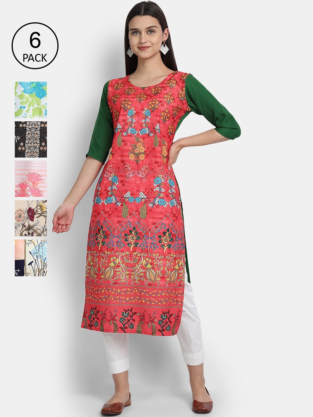 

7Threads Women Multicoloured Ethnic Motifs Printed Crepe Kurta, Multi