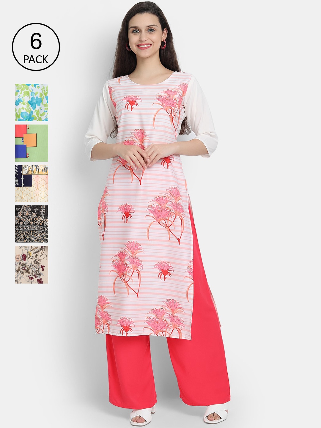 

7Threads Women Multicoloured Colourblocked Thread Work Crepe Kurta, Multi