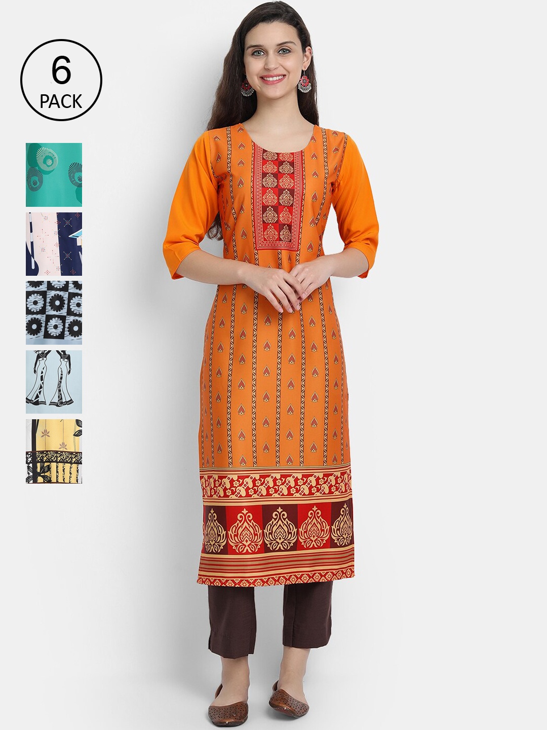 

7Threads Women Multicoloured Ethnic Motifs Printed Cold-Shoulder Sleeves Thread Work Crepe Kurta, Multi