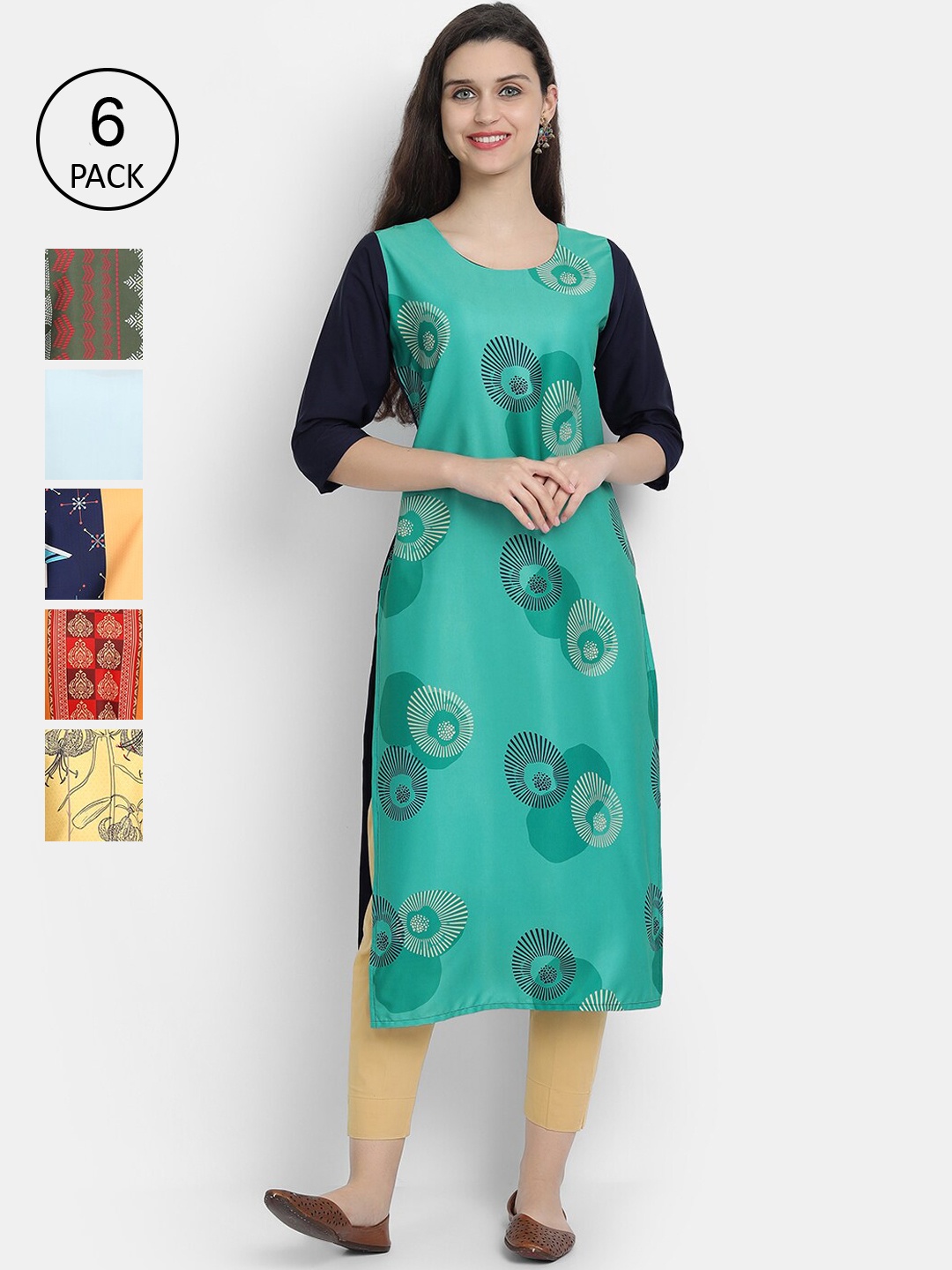 

7Threads Women Multicoloured Ethnic Motifs Crepe Kurta, Multi