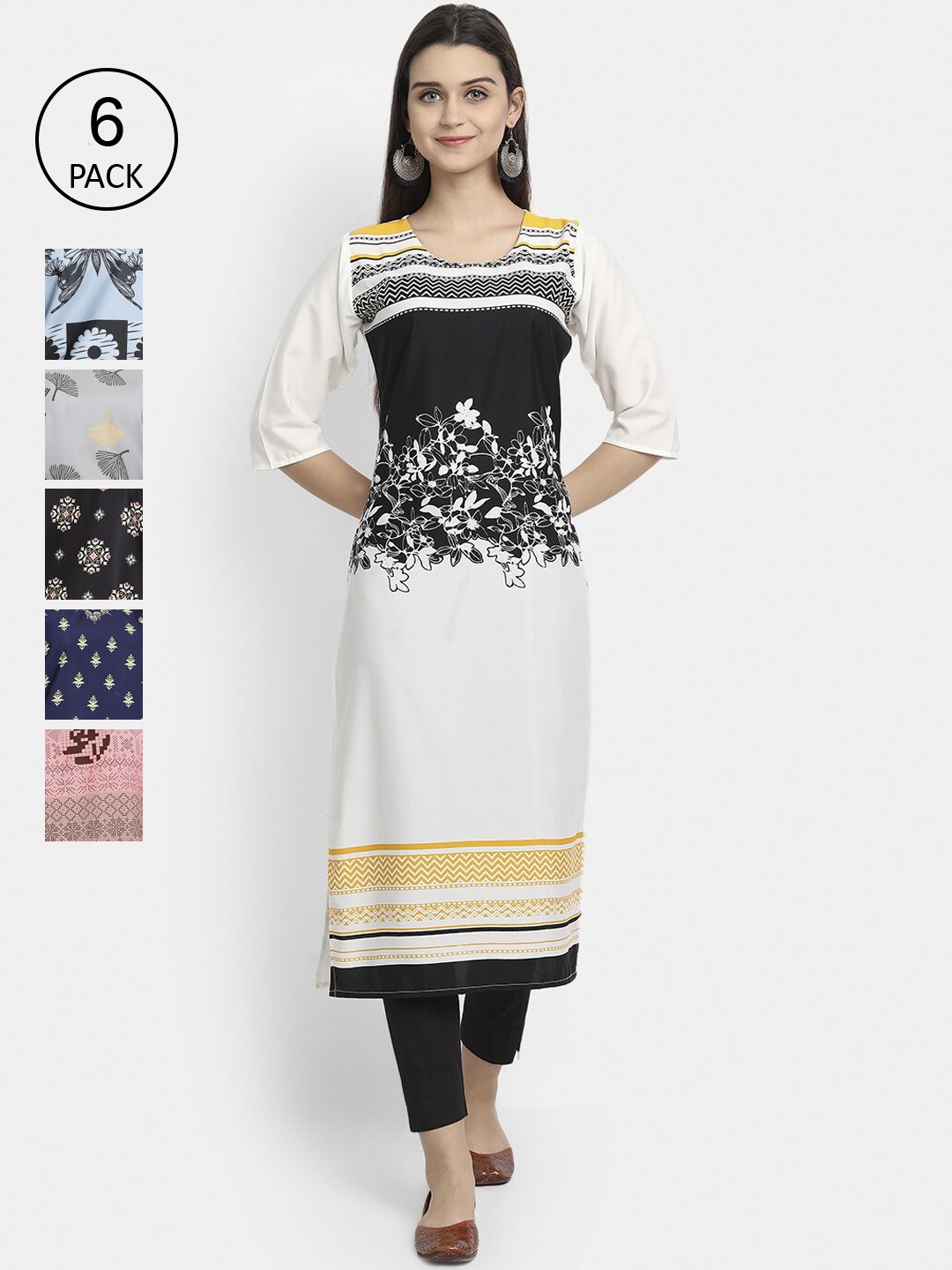 

7Threads Women Multicoloured Floral Embroidered Thread Work Crepe Kurta, Multi