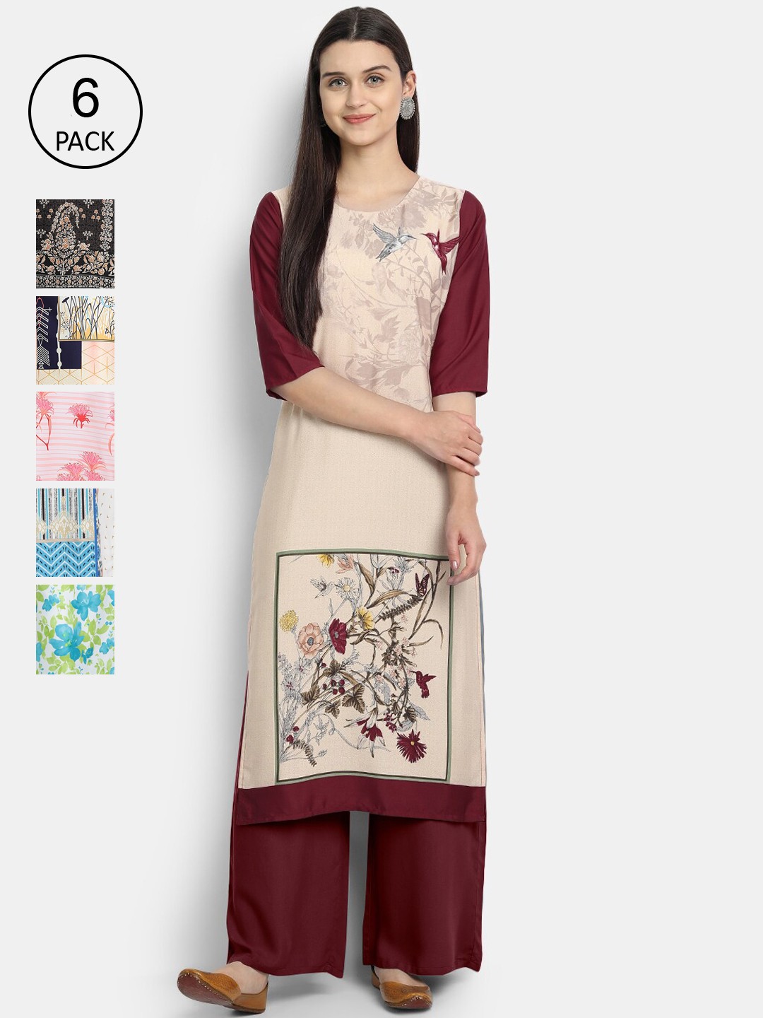 

7Threads Women Multicoloured Ethnic Motifs Printed Crepe Kurta, Multi