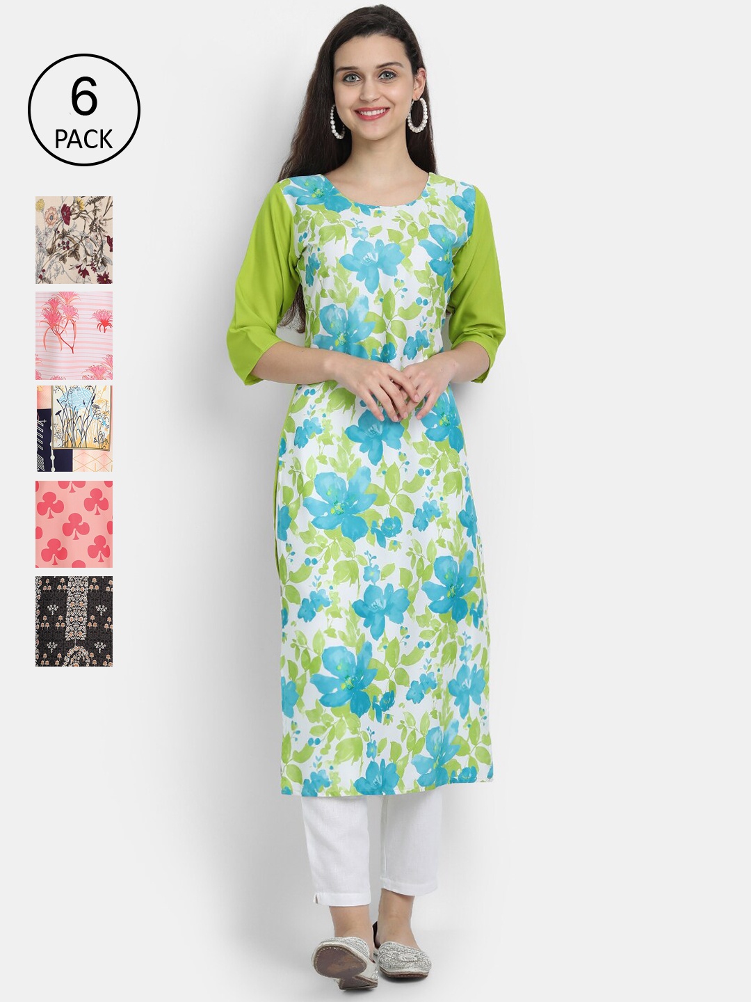 

7Threads Women Multicoloured Floral Printed Crepe Kurta, Multi