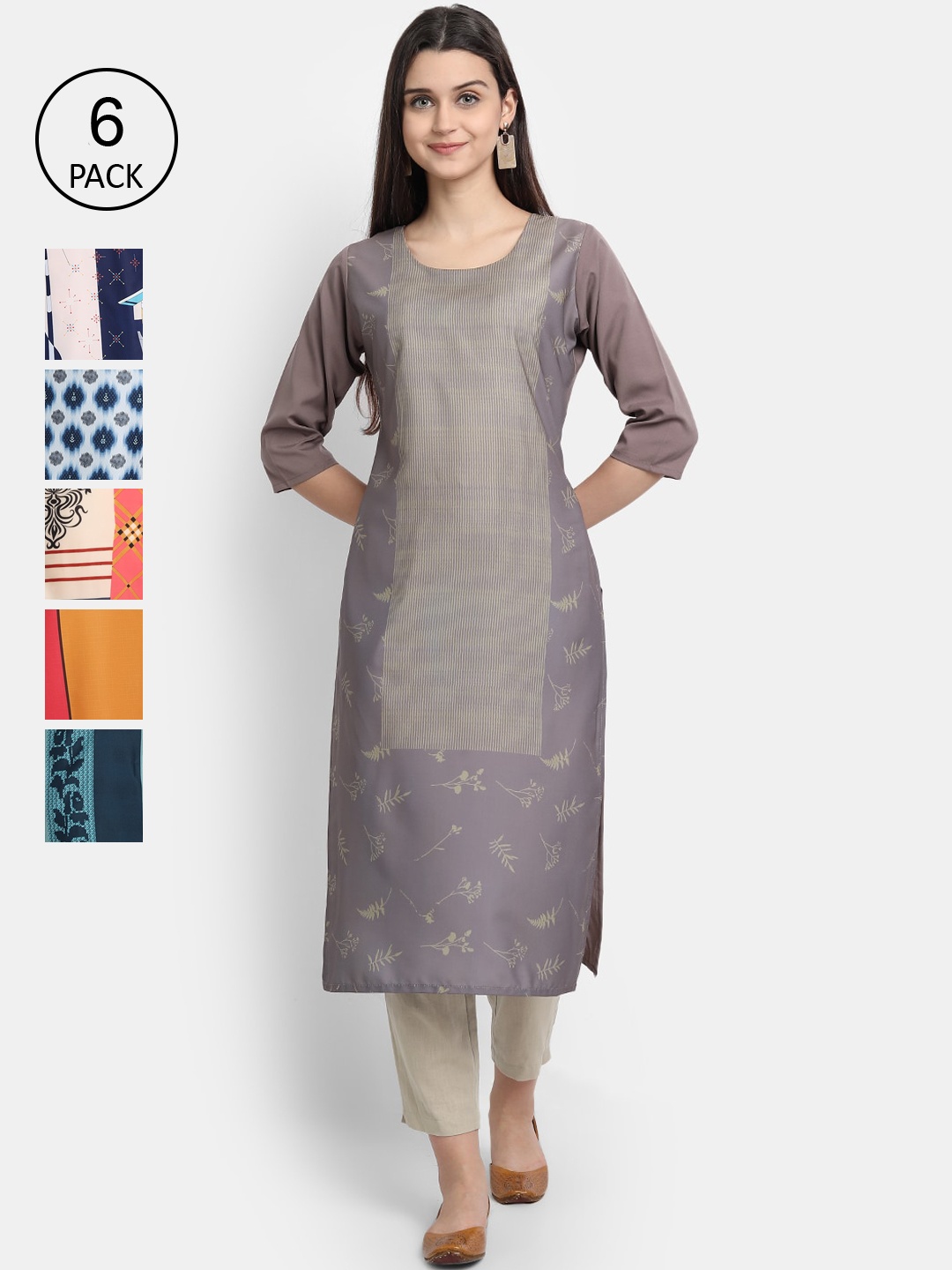 

7Threads Women Multicoloured Colourblocked Thread Work Crepe Kurta, Multi