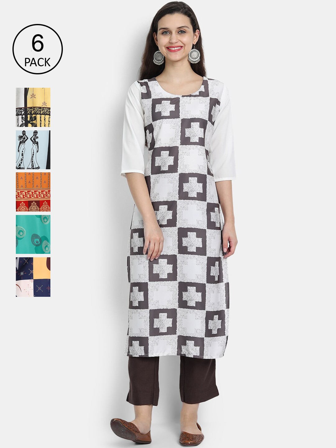 

7Threads Women Multicoloured Printed Flared Sleeves Gotta Patti Crepe Kurta, Multi