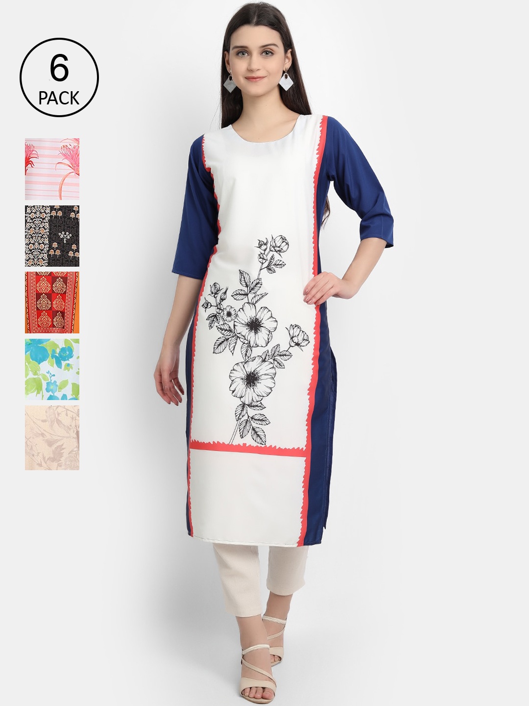 

7Threads Women Multicoloured Floral Printed Crepe Kurta, Multi