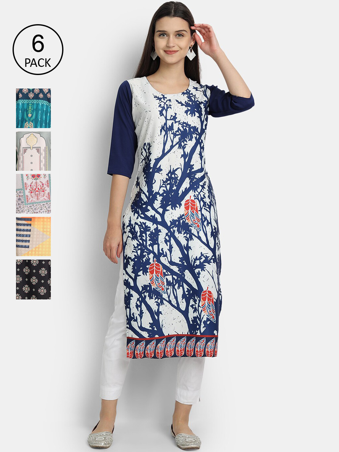 

7Threads Women Multicoloured Floral Printed Thread Work Crepe Kurta, Multi