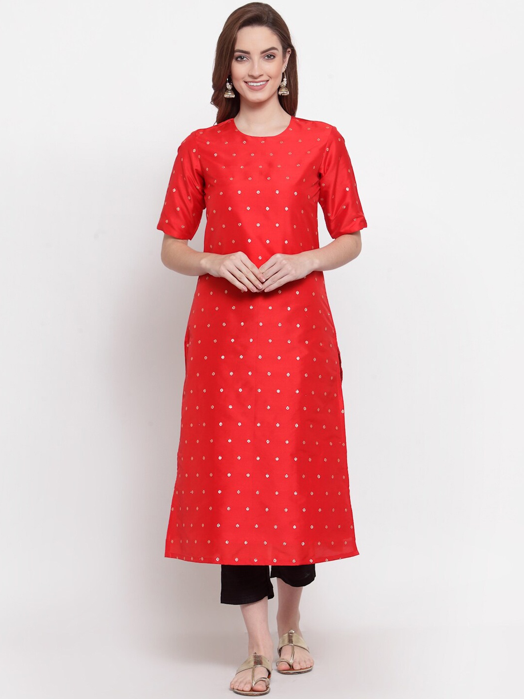 

Desi Weavess Women Pink Chanderi Cotton Kurta