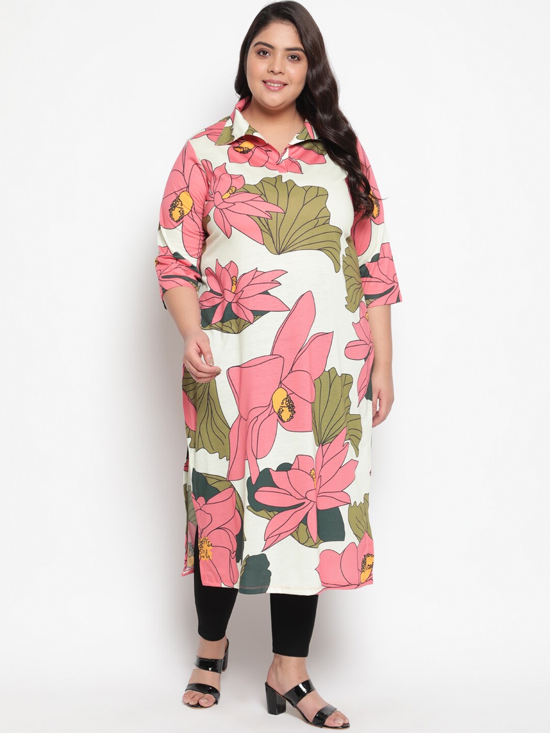

Amydus Women Plus Size Multicoloured Floral Printed Kurta, Multi