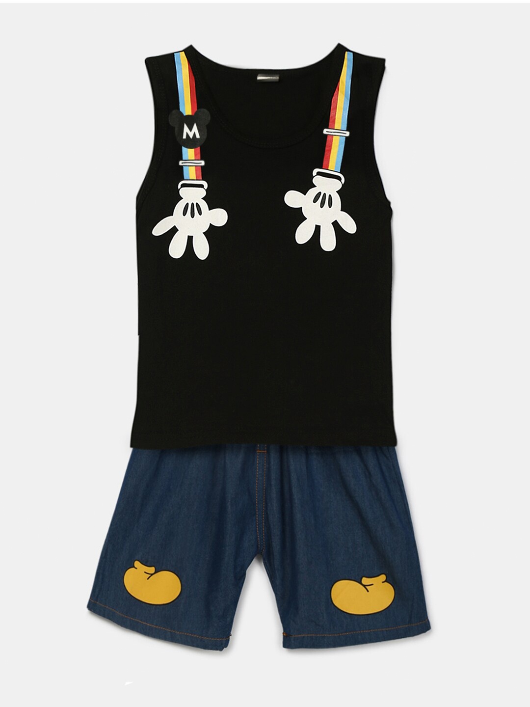 

Hopscotch Boys Black & Navy Blue Printed T-shirt With Shorts