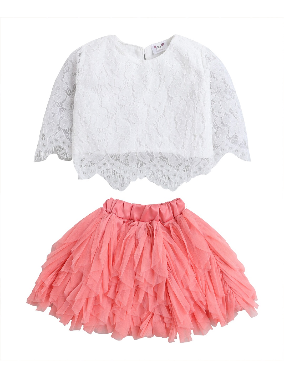 

Hopscotch Girls White & Pink Top with Skirt