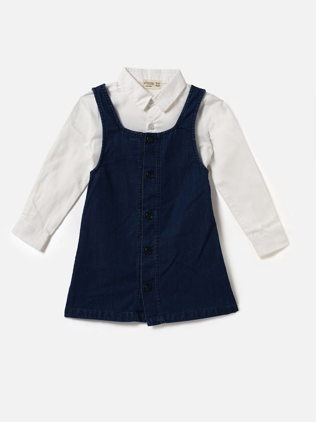 

Hopscotch Girls Blue & White Shirt with Dungaree