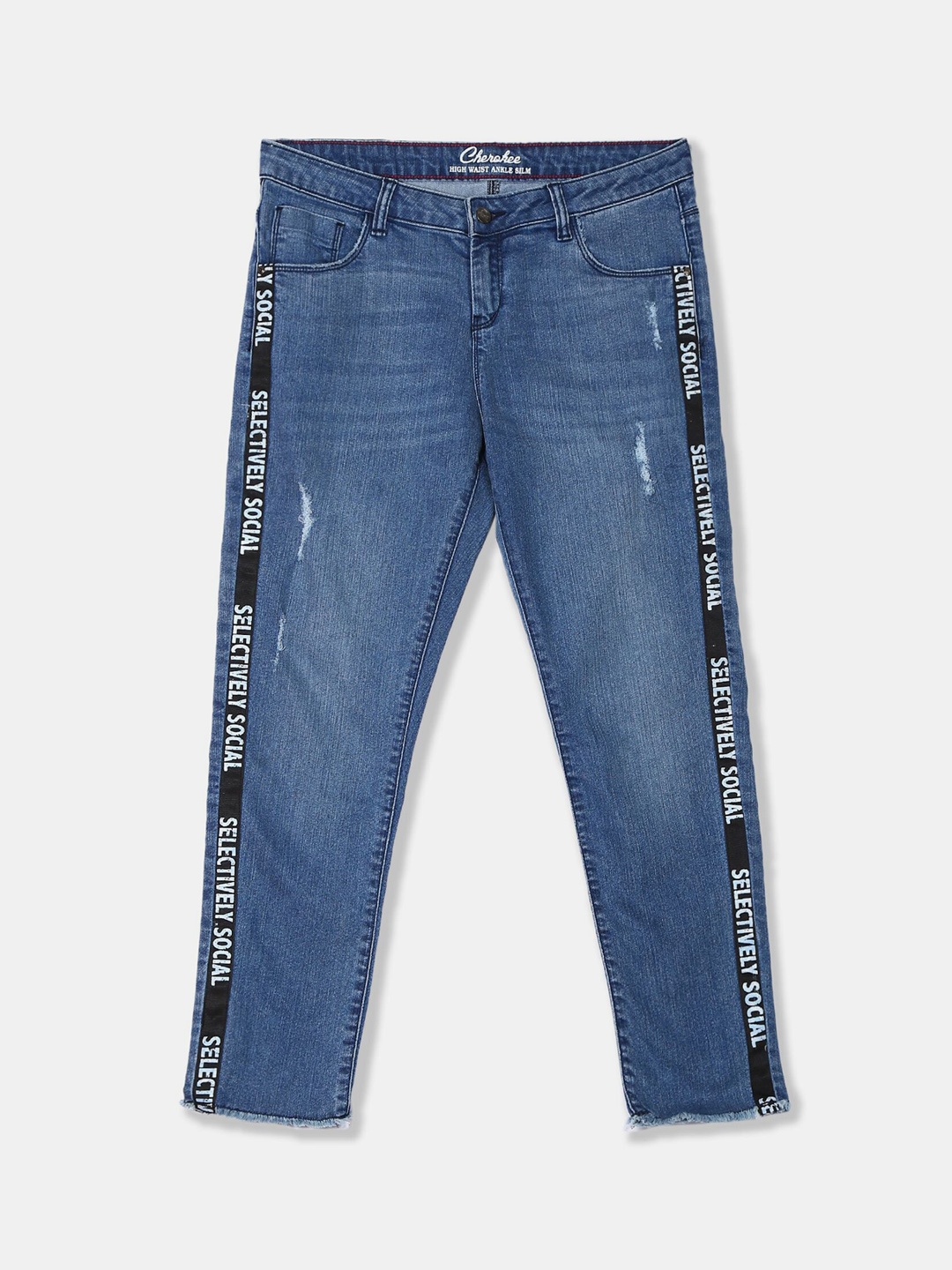 

Cherokee Women Blue Slim Fit Low Distress Light Fade Jeans