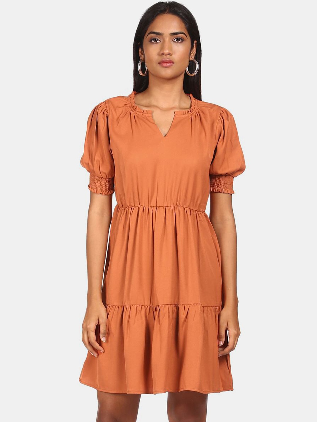 

Cherokee Brown & sandy brown A-Line Dress