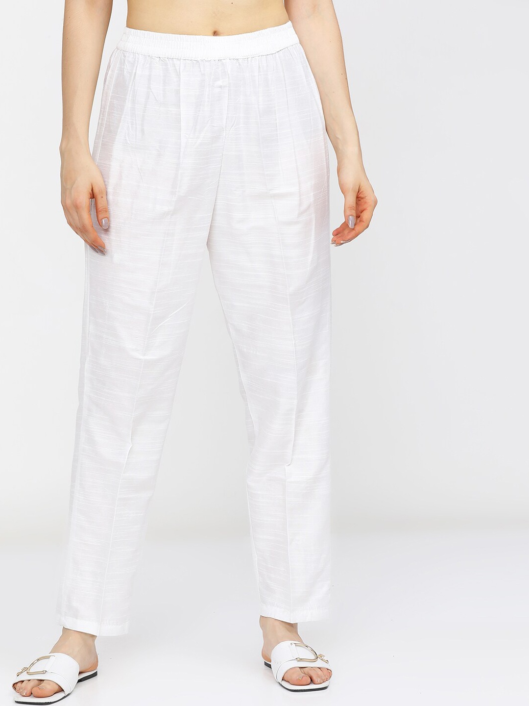 

Vishudh Women Off White Regular Fit Trousers