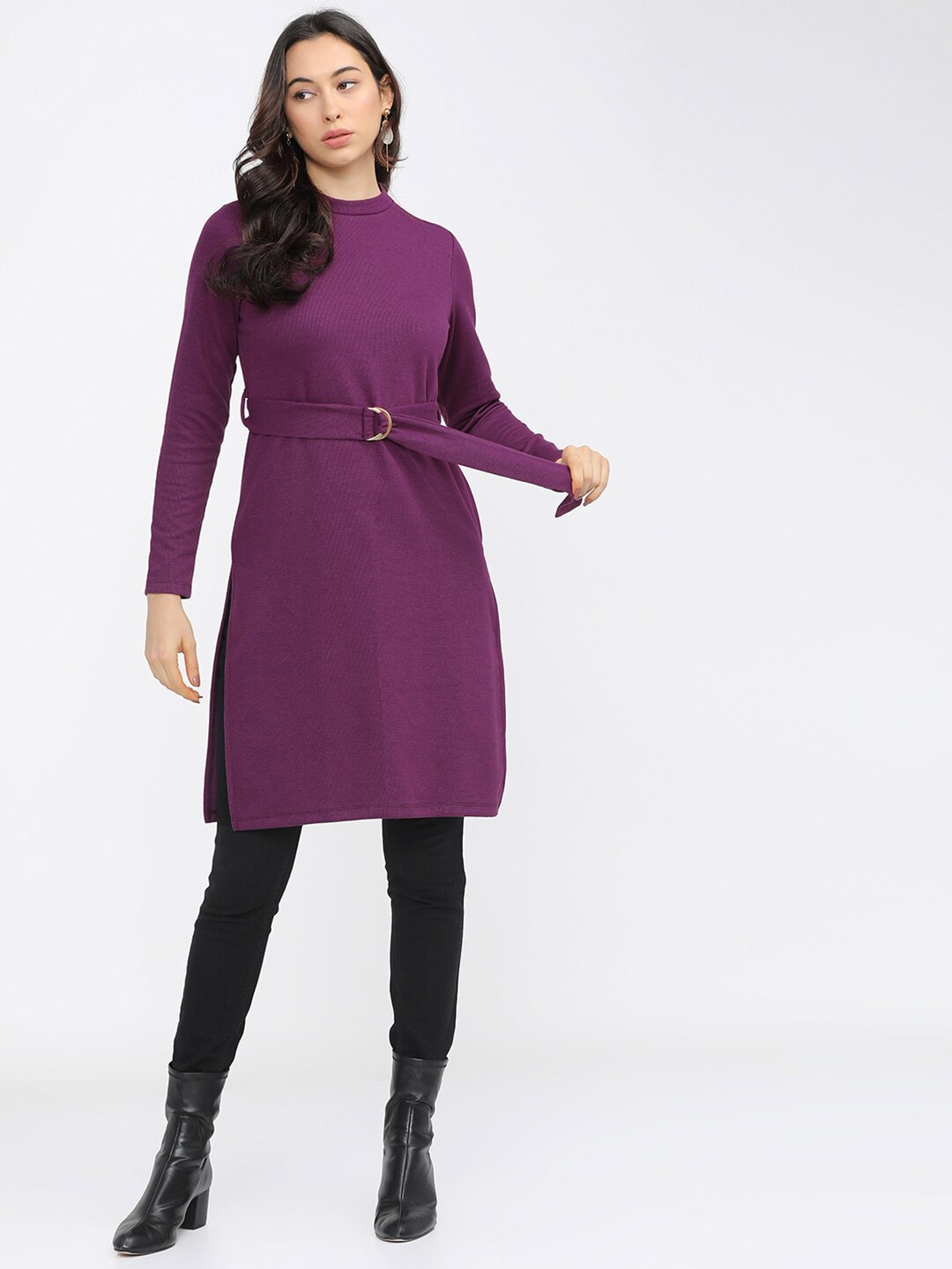 

Vishudh Magenta High Neck Tunic