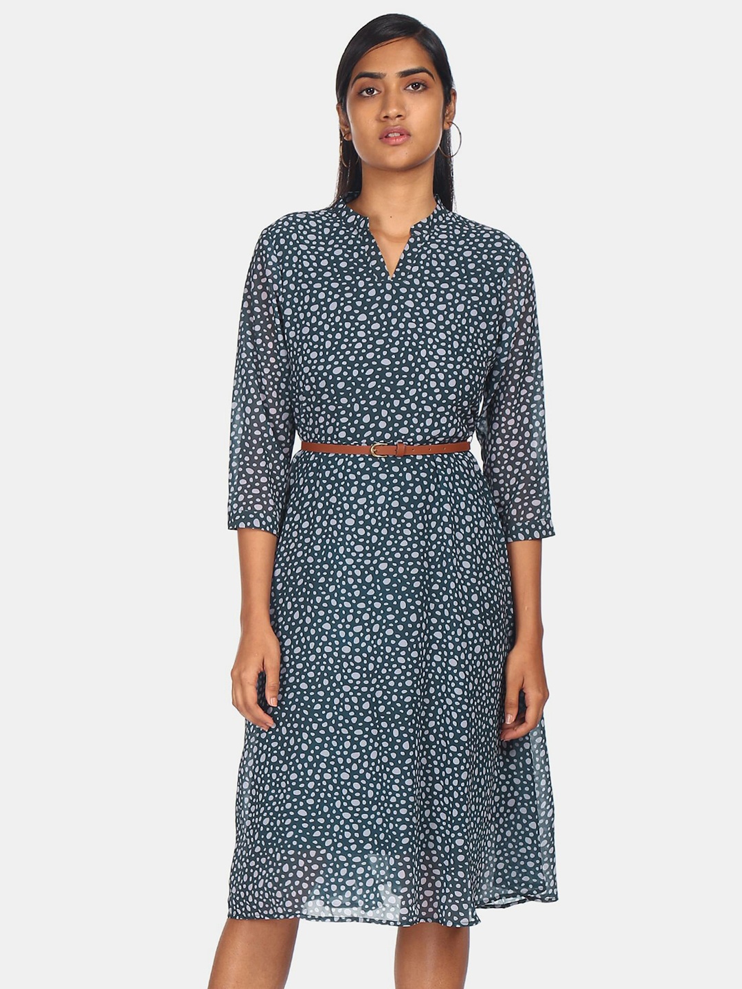 

Flying Machine Green & outer space Shirt Dress