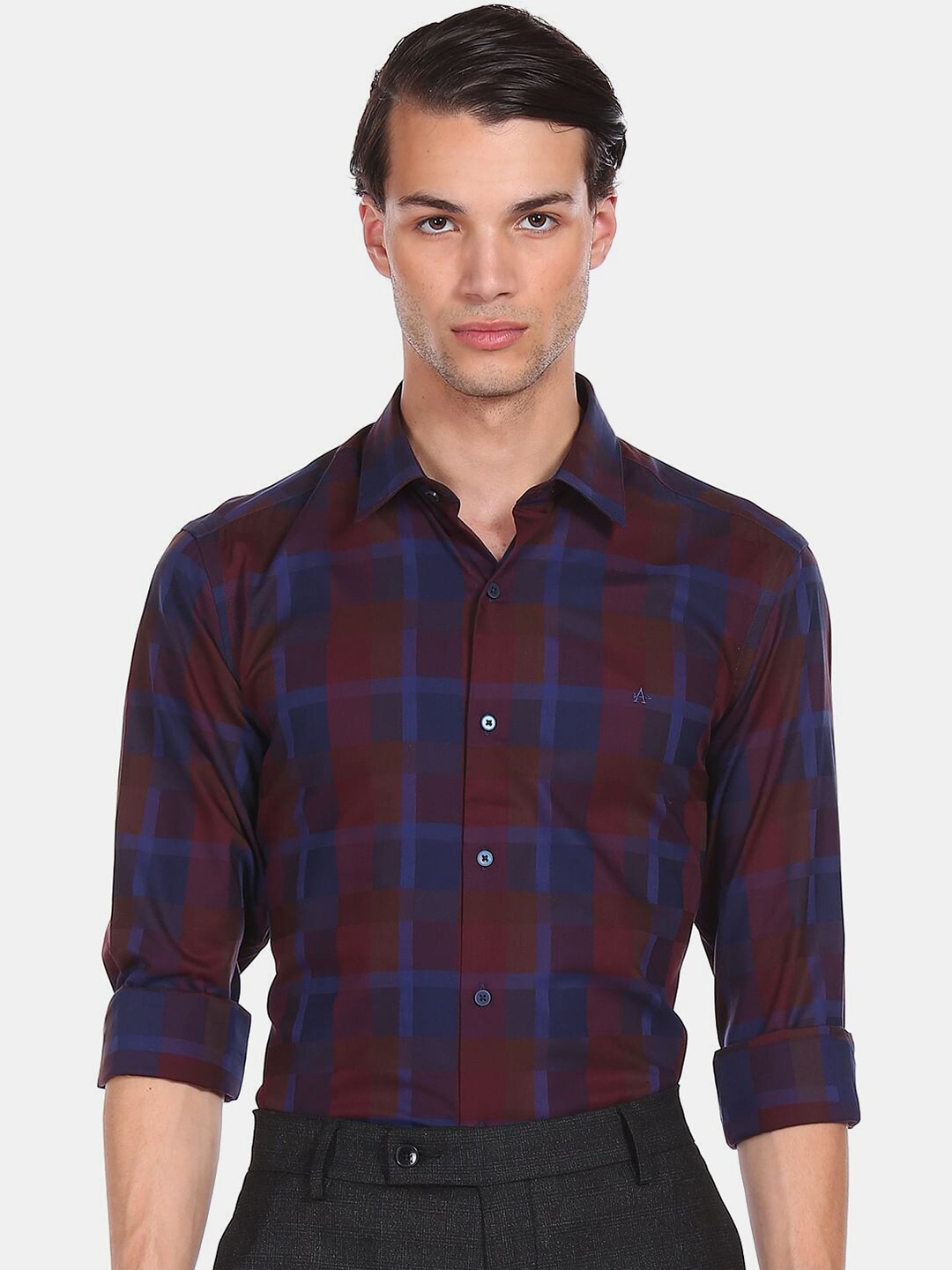 

Arrow New York Men Maroon Opaque Checked Casual Shirt