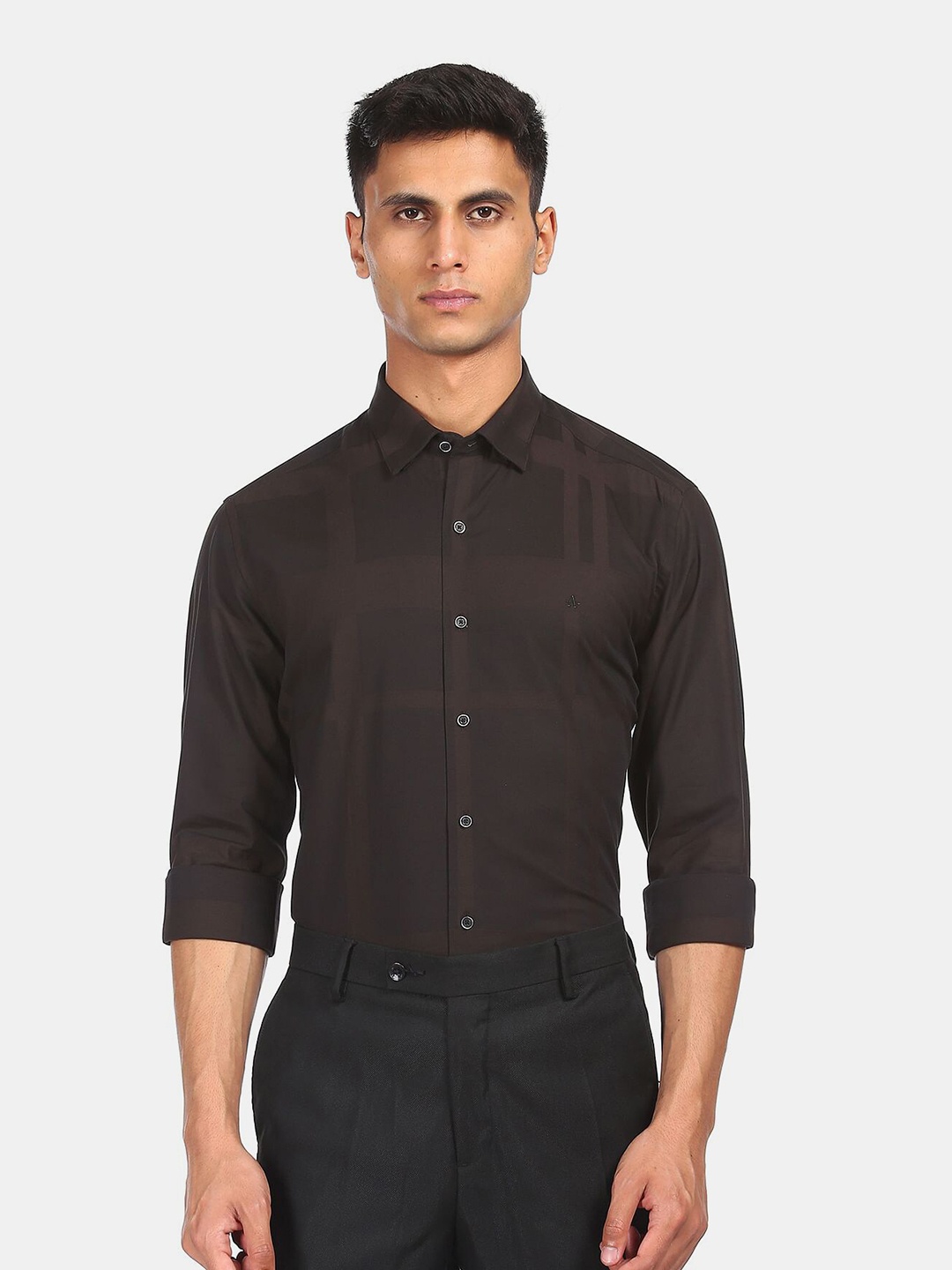 

Arrow New York Men Black Regular Fit Cotton Casual Shirt, Brown