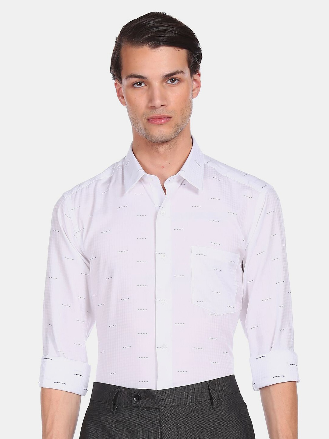 

Arrow New York Men White Printed Formal Shirt