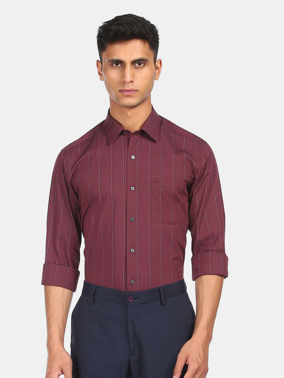 

Arrow New York Men Maroon Checked Casual Shirt