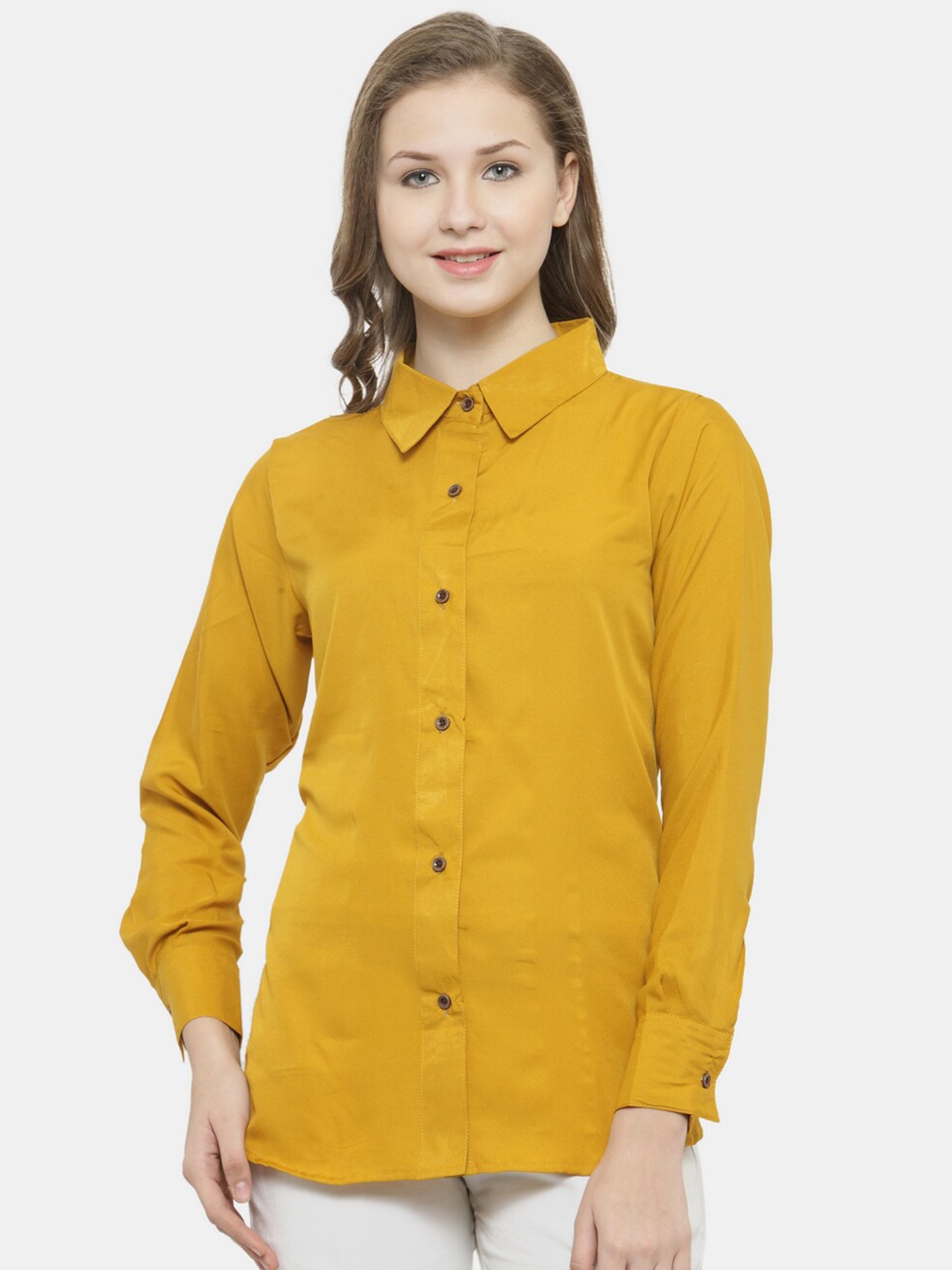

Enchanted Drapes Women Yellow Solid Casual Shirt