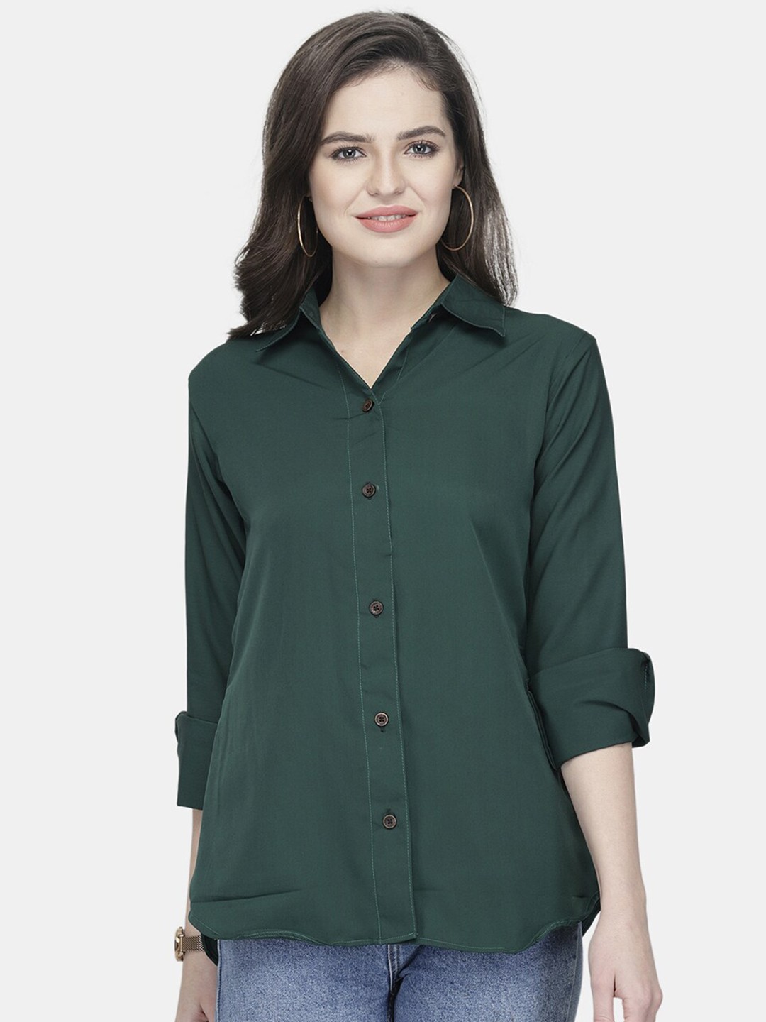 

Enchanted Drapes Women Green Casual Shirt