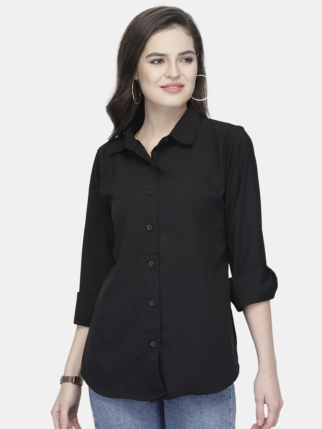 

Enchanted Drapes Women Black Opaque Casual Shirt