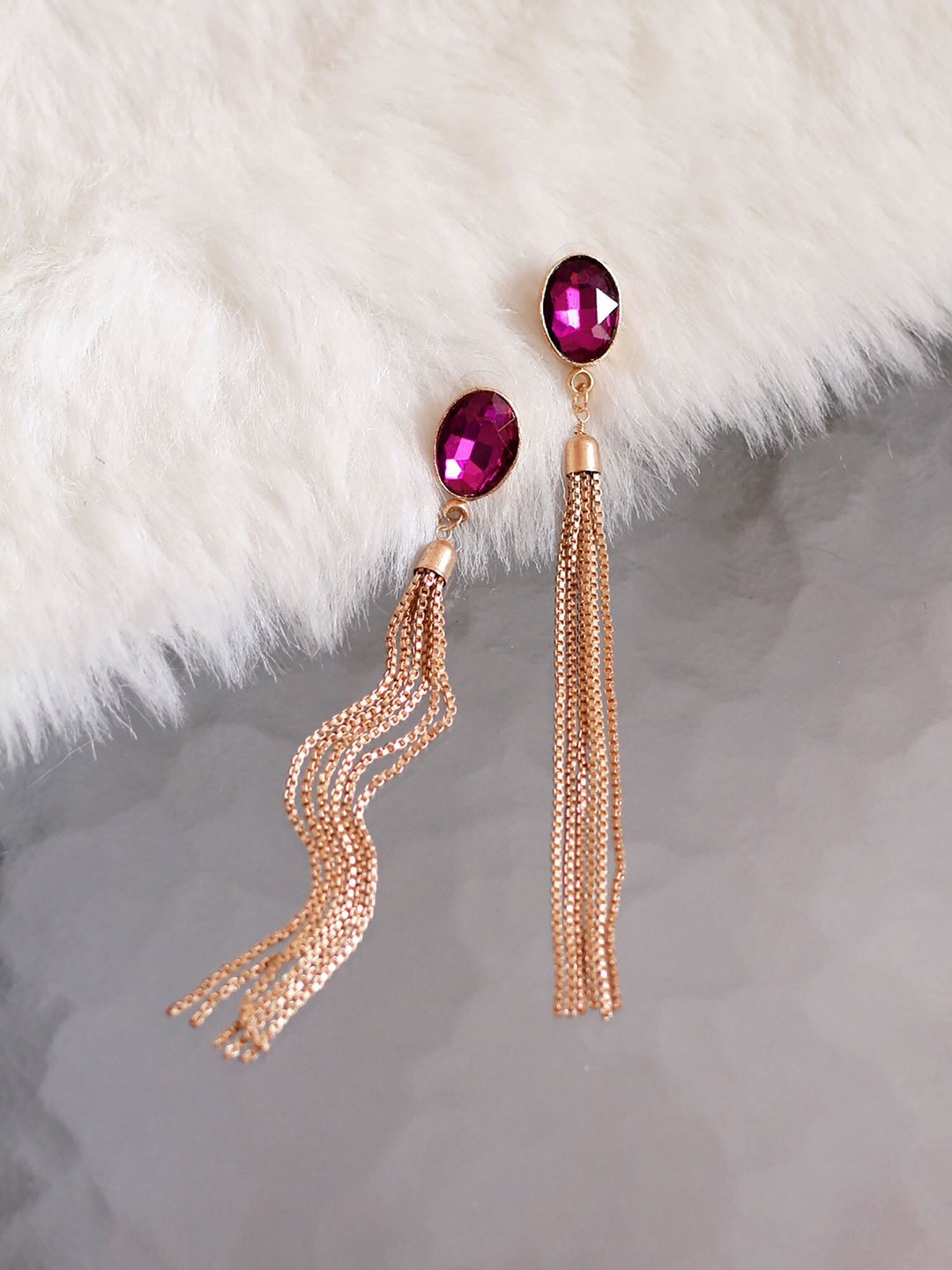 

Bellofox Pack Of 2 Gold-Toned Contemporary Drop Earrings, Pink