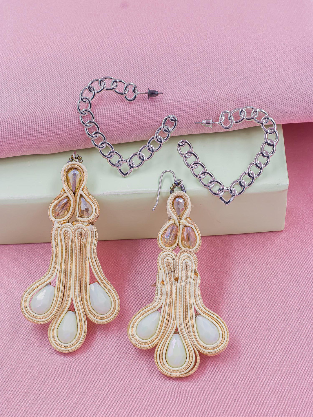 

Bellofox Beige Contemporary Drop Earrings