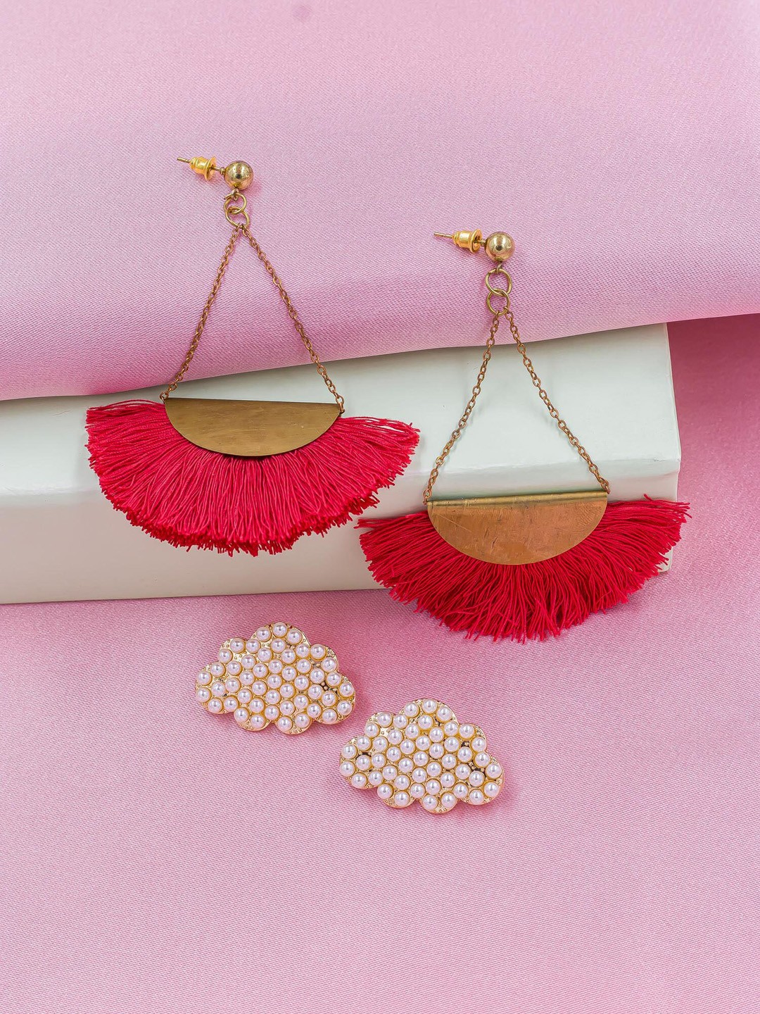 

Bellofox Pack Of 2 Contemporary Drop Earrings, Red